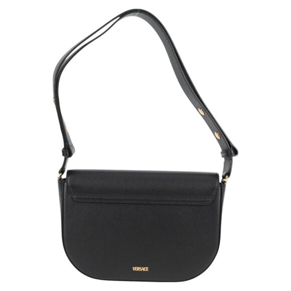 VERSACE Shoulder Bag Leather Black Gold Auth 118818A - Picture 5 of 13